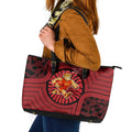 Gold Coast Suns Leather Tote Bag Indigenous Monochrome Dot Art Mascot Style