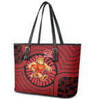 Gold Coast Suns Leather Tote Bag Indigenous Monochrome Dot Art Mascot Style