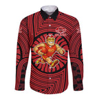 Gold Coast Suns Long Sleeve Button Shirt Indigenous Monochrome Dot Art Mascot Style