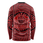 Gold Coast Suns Long Sleeve Shirt Indigenous Monochrome Dot Art Mascot Style
