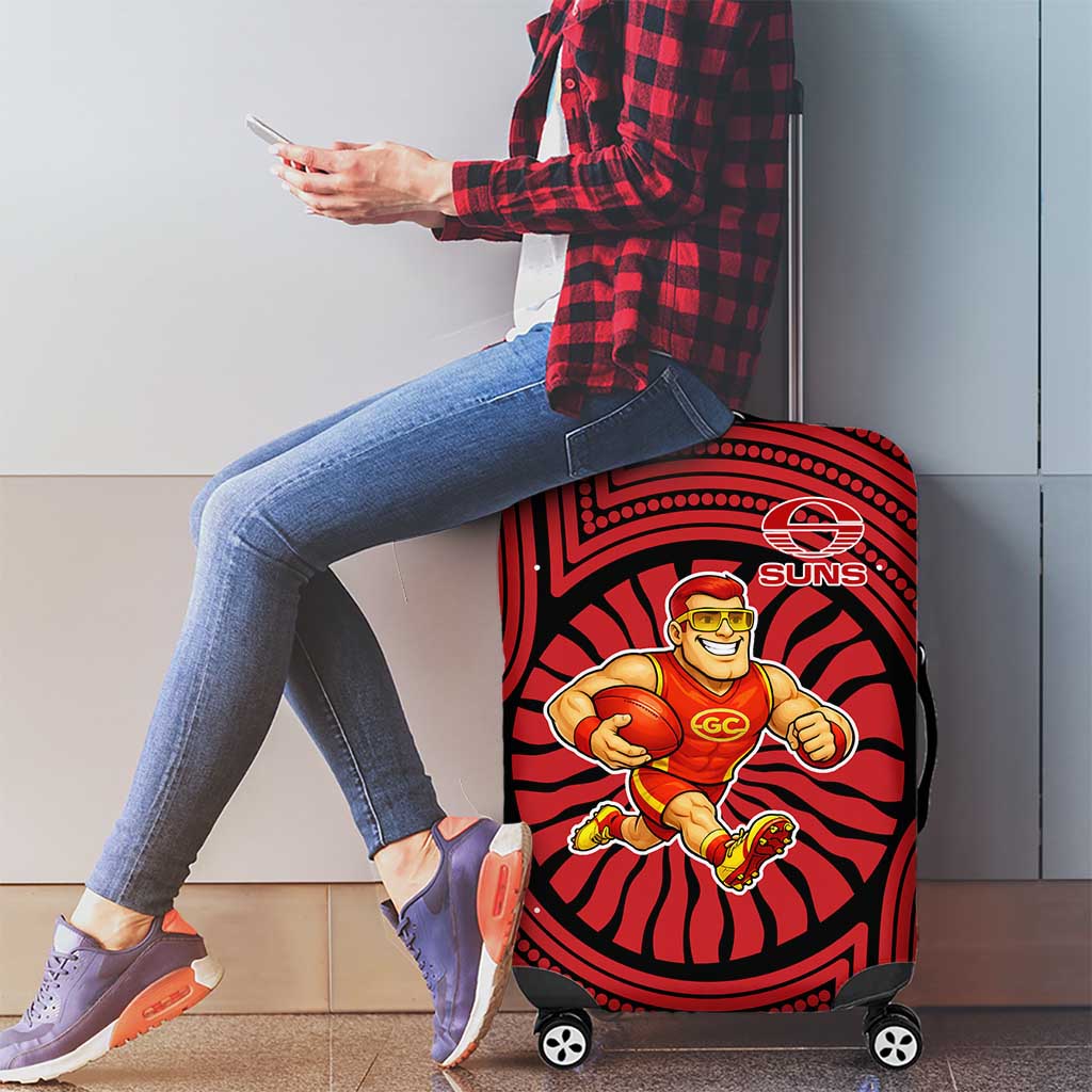 Gold Coast Suns Luggage Cover Indigenous Monochrome Dot Art Mascot Style