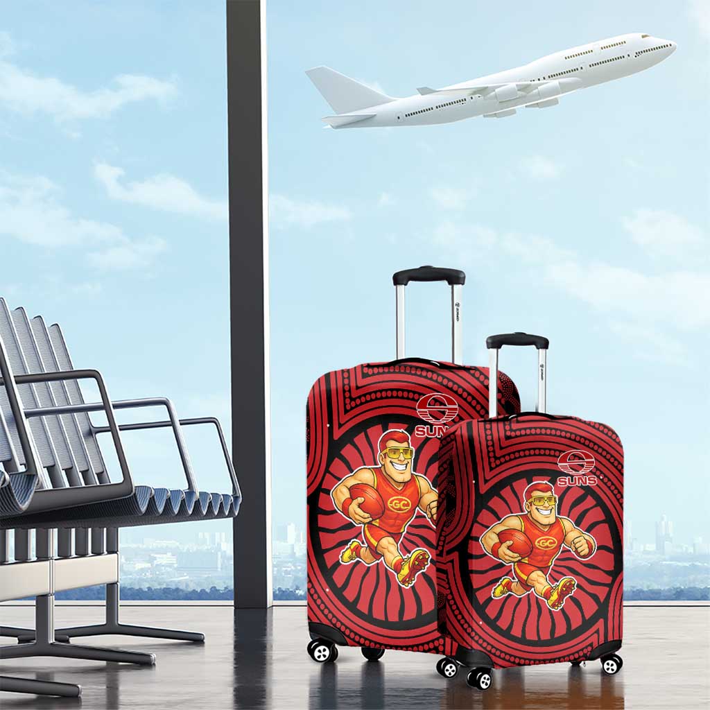 Gold Coast Suns Luggage Cover Indigenous Monochrome Dot Art Mascot Style