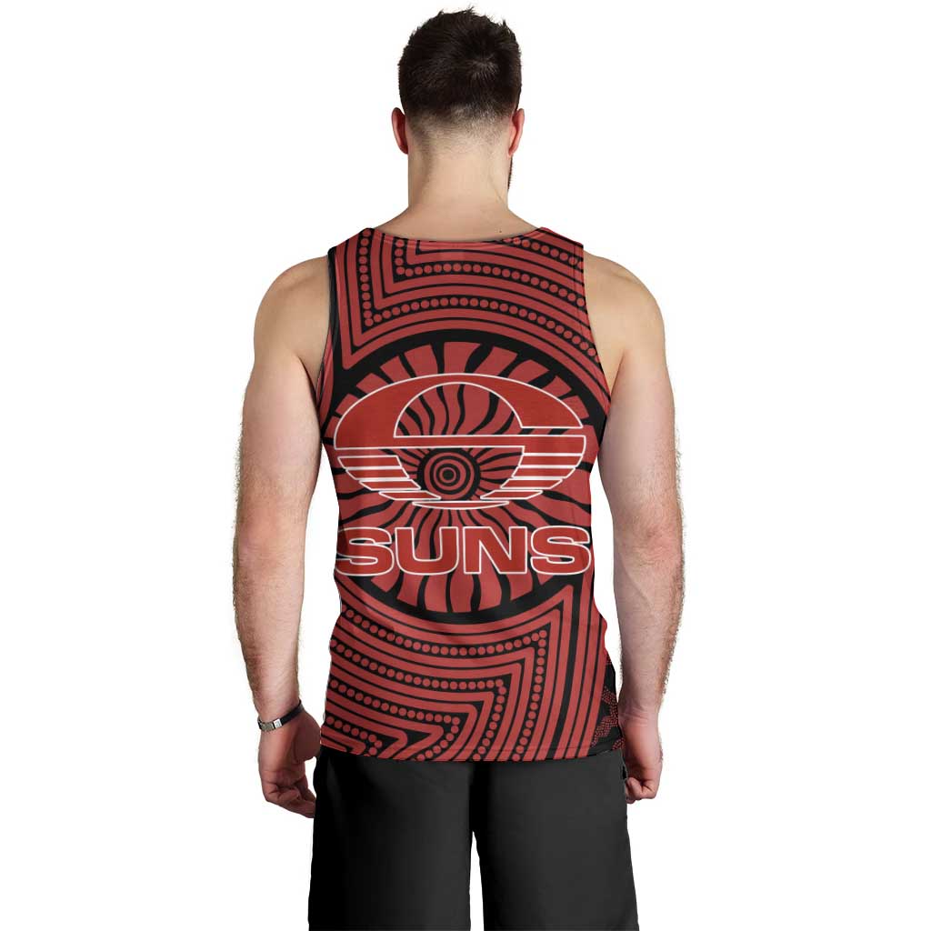 Gold Coast Suns Men Tank Top Indigenous Monochrome Dot Art Mascot Style