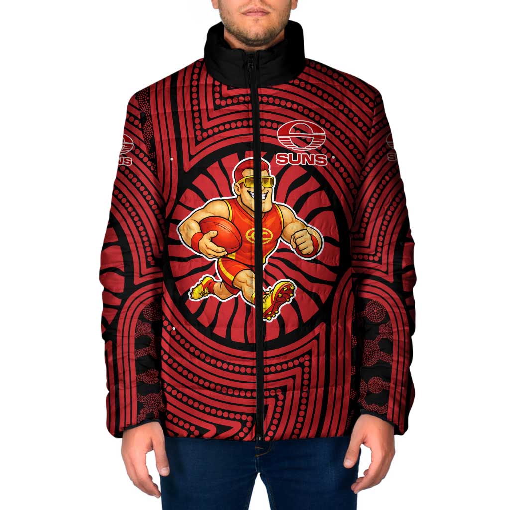 Gold Coast Suns Padded Jacket Indigenous Monochrome Dot Art Mascot Style