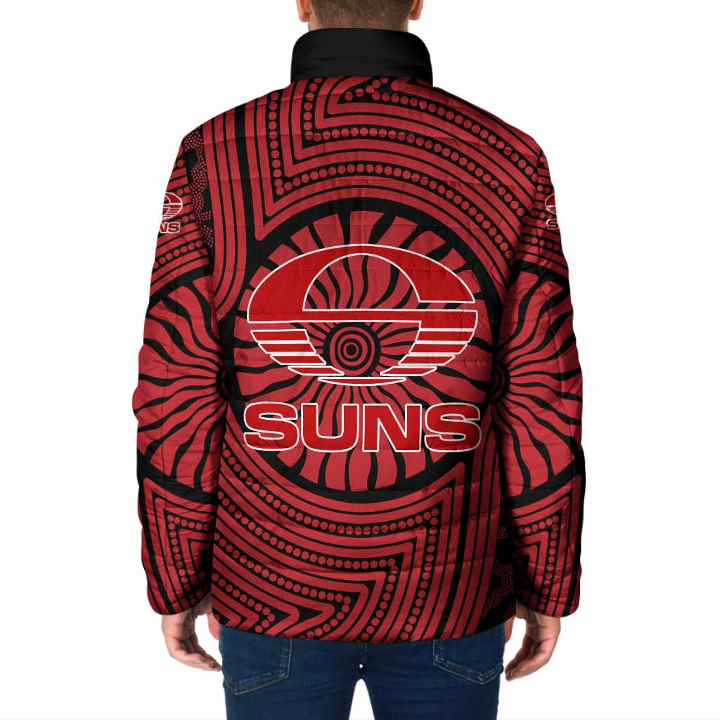 Gold Coast Suns Padded Jacket Indigenous Monochrome Dot Art Mascot Style