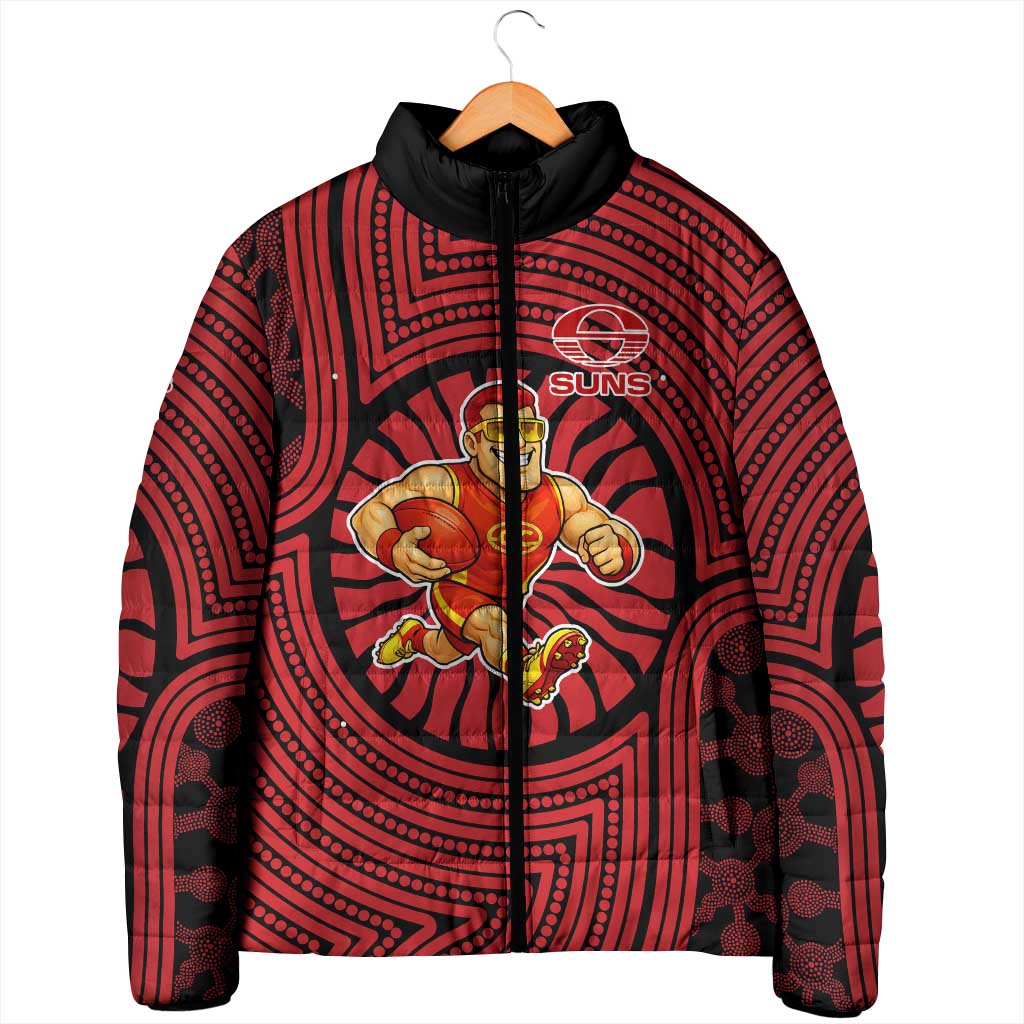 Gold Coast Suns Padded Jacket Indigenous Monochrome Dot Art Mascot Style