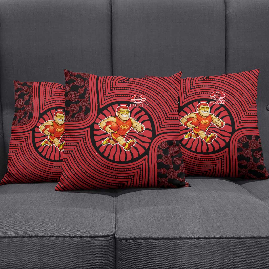 Gold Coast Suns Pillow Cover Indigenous Monochrome Dot Art Mascot Style