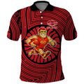 Gold Coast Suns Polo Shirt Indigenous Monochrome Dot Art Mascot Style