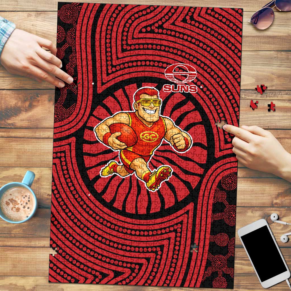 Gold Coast Suns Puzzle Indigenous Monochrome Dot Art Mascot Style