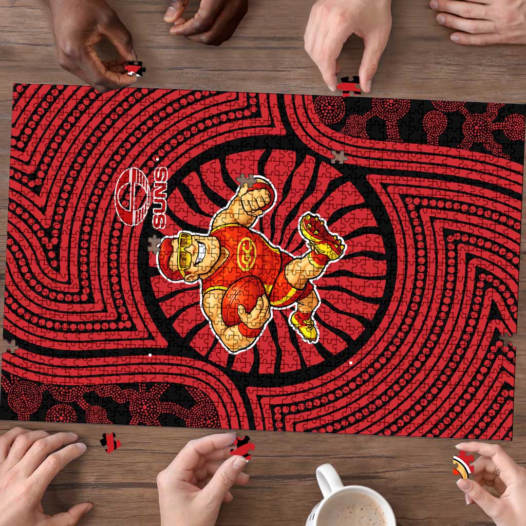 Gold Coast Suns Puzzle Indigenous Monochrome Dot Art Mascot Style