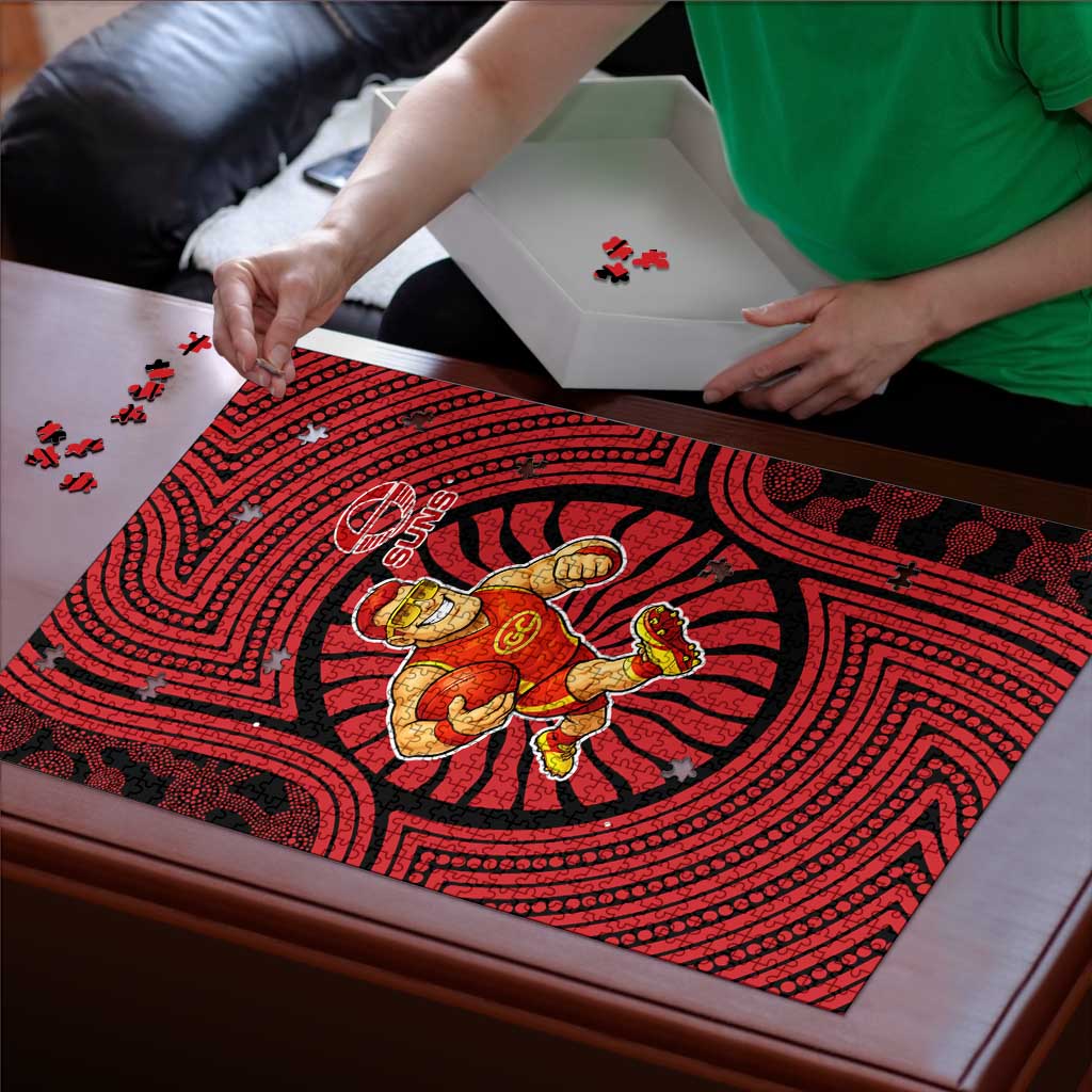 Gold Coast Suns Puzzle Indigenous Monochrome Dot Art Mascot Style