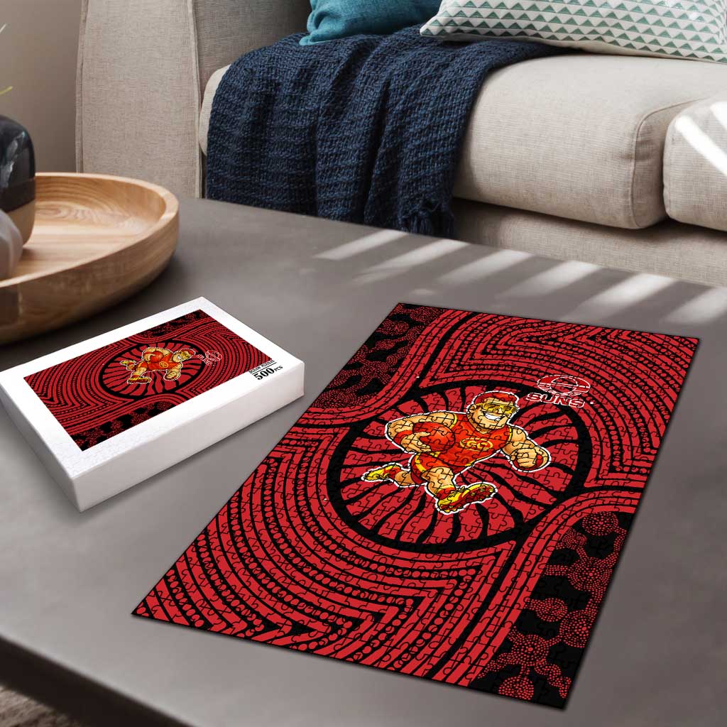 Gold Coast Suns Puzzle Indigenous Monochrome Dot Art Mascot Style
