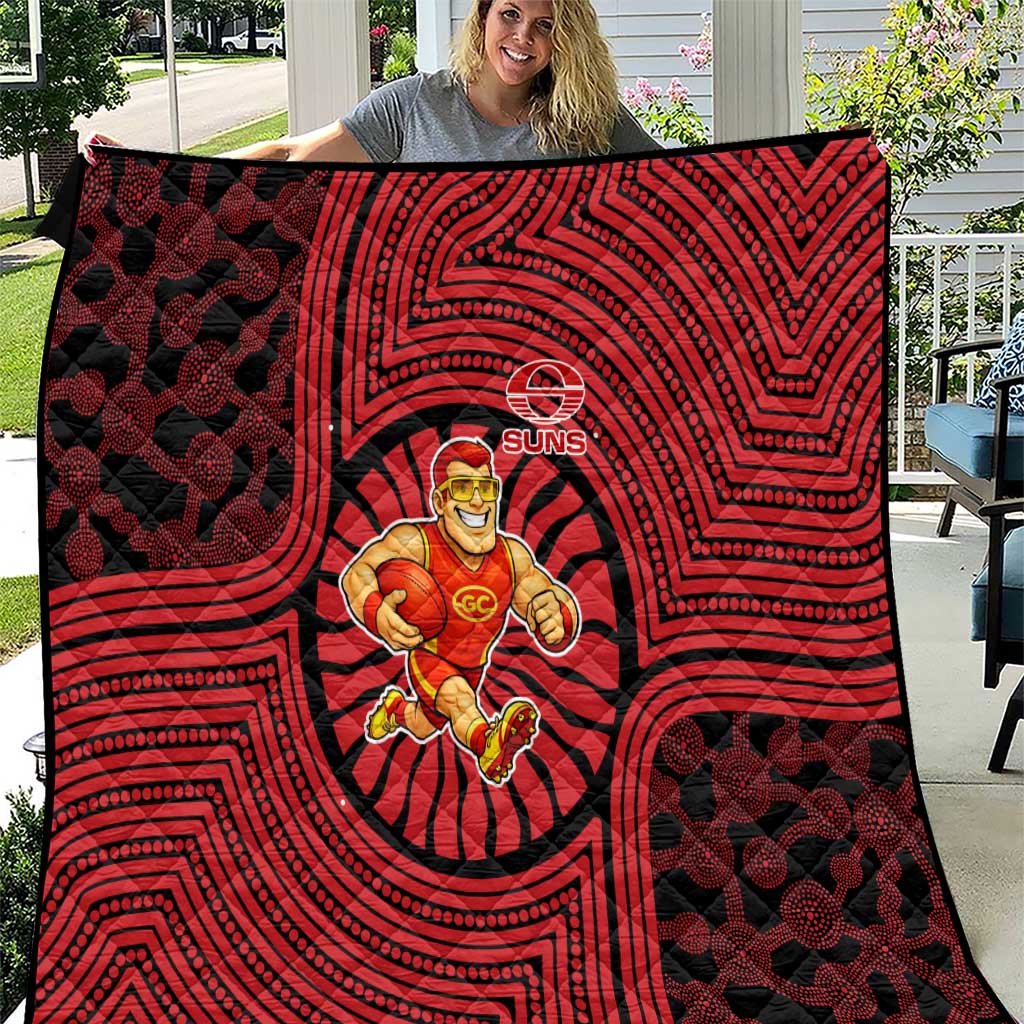 Gold Coast Suns Quilt Indigenous Monochrome Dot Art Mascot Style
