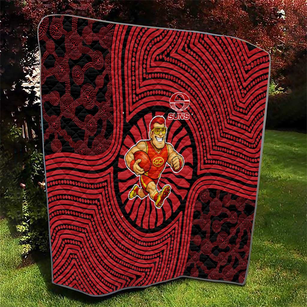 Gold Coast Suns Quilt Indigenous Monochrome Dot Art Mascot Style