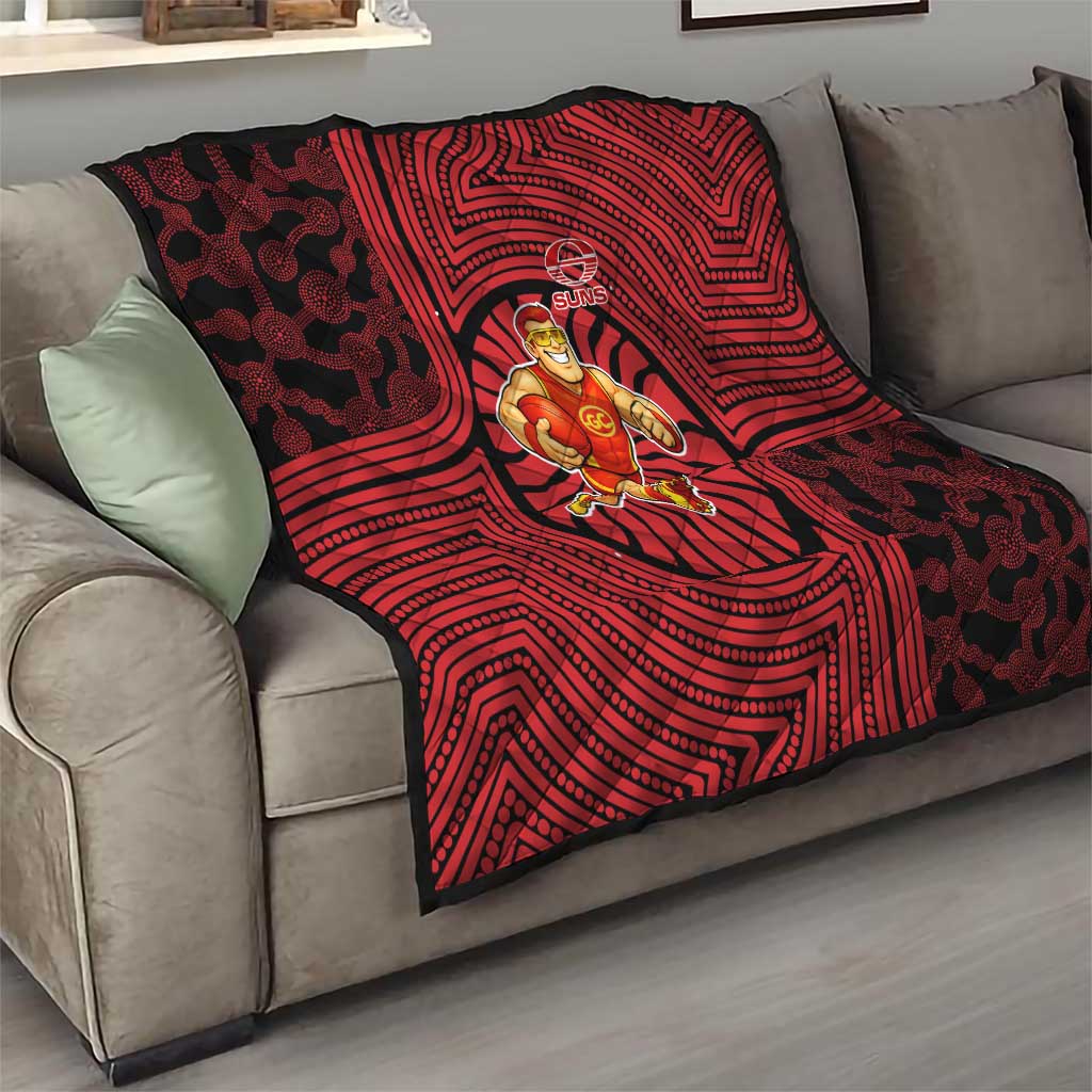 Gold Coast Suns Quilt Indigenous Monochrome Dot Art Mascot Style
