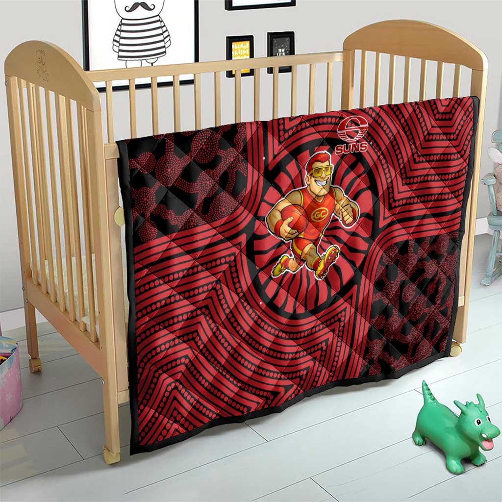 Gold Coast Suns Quilt Indigenous Monochrome Dot Art Mascot Style