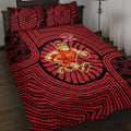 Gold Coast Suns Quilt Bed Set Indigenous Monochrome Dot Art Mascot Style
