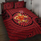 Gold Coast Suns Quilt Bed Set Indigenous Monochrome Dot Art Mascot Style
