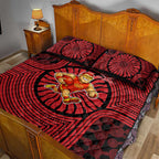 Gold Coast Suns Quilt Bed Set Indigenous Monochrome Dot Art Mascot Style