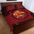 Gold Coast Suns Quilt Bed Set Indigenous Monochrome Dot Art Mascot Style