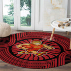 Gold Coast Suns Round Carpet Indigenous Monochrome Dot Art Mascot Style