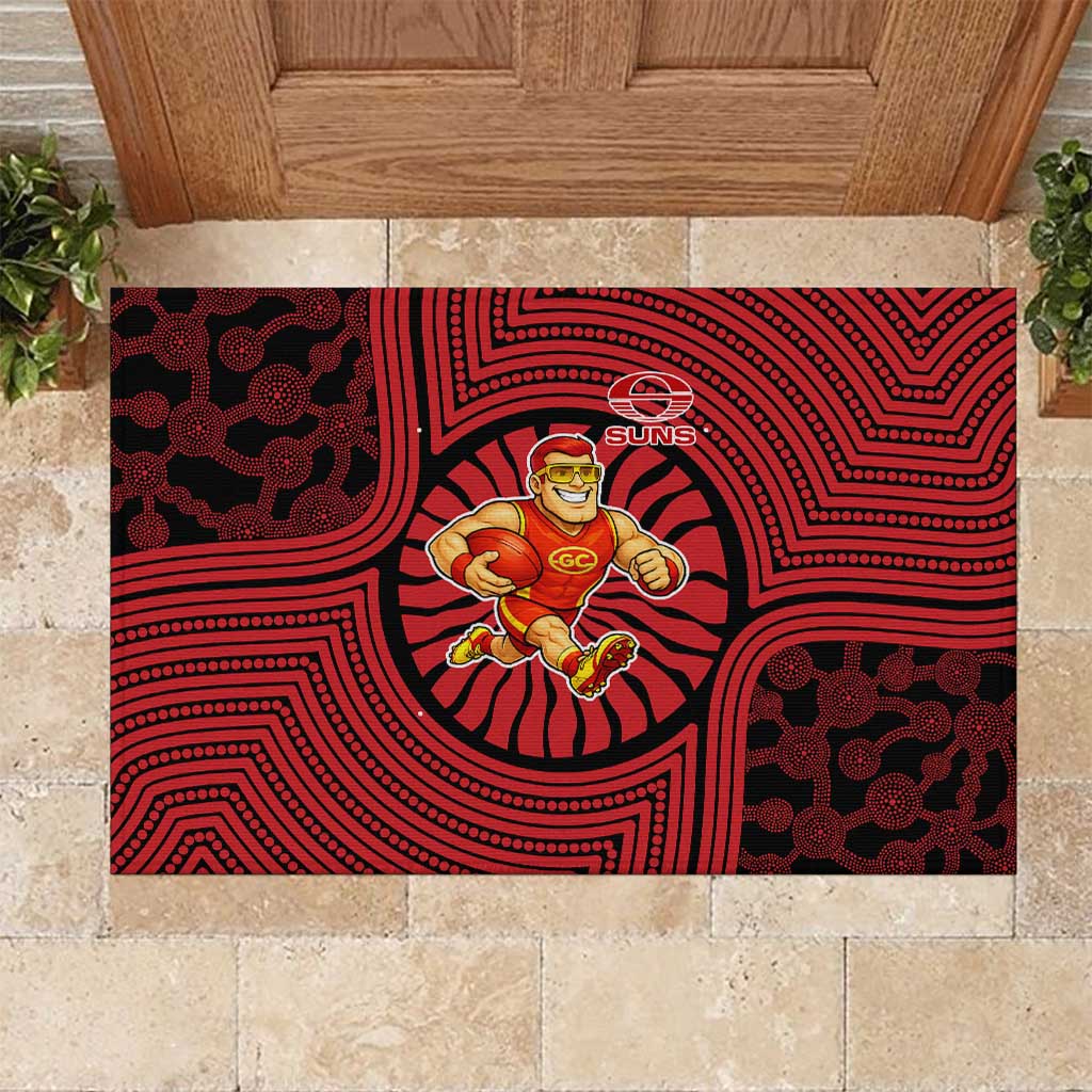 Gold Coast Suns Rubber Doormat Indigenous Monochrome Dot Art Mascot Style