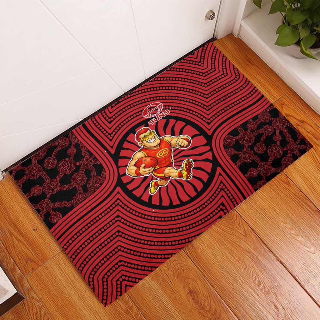 Gold Coast Suns Rubber Doormat Indigenous Monochrome Dot Art Mascot Style