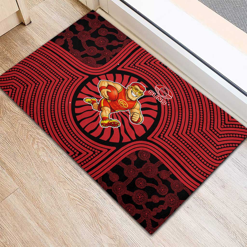 Gold Coast Suns Rubber Doormat Indigenous Monochrome Dot Art Mascot Style