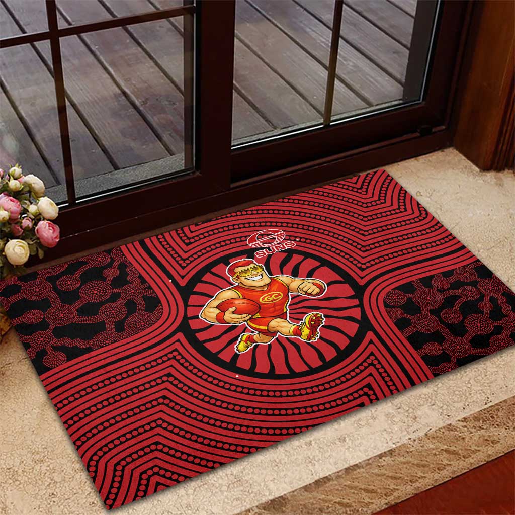 Gold Coast Suns Rubber Doormat Indigenous Monochrome Dot Art Mascot Style