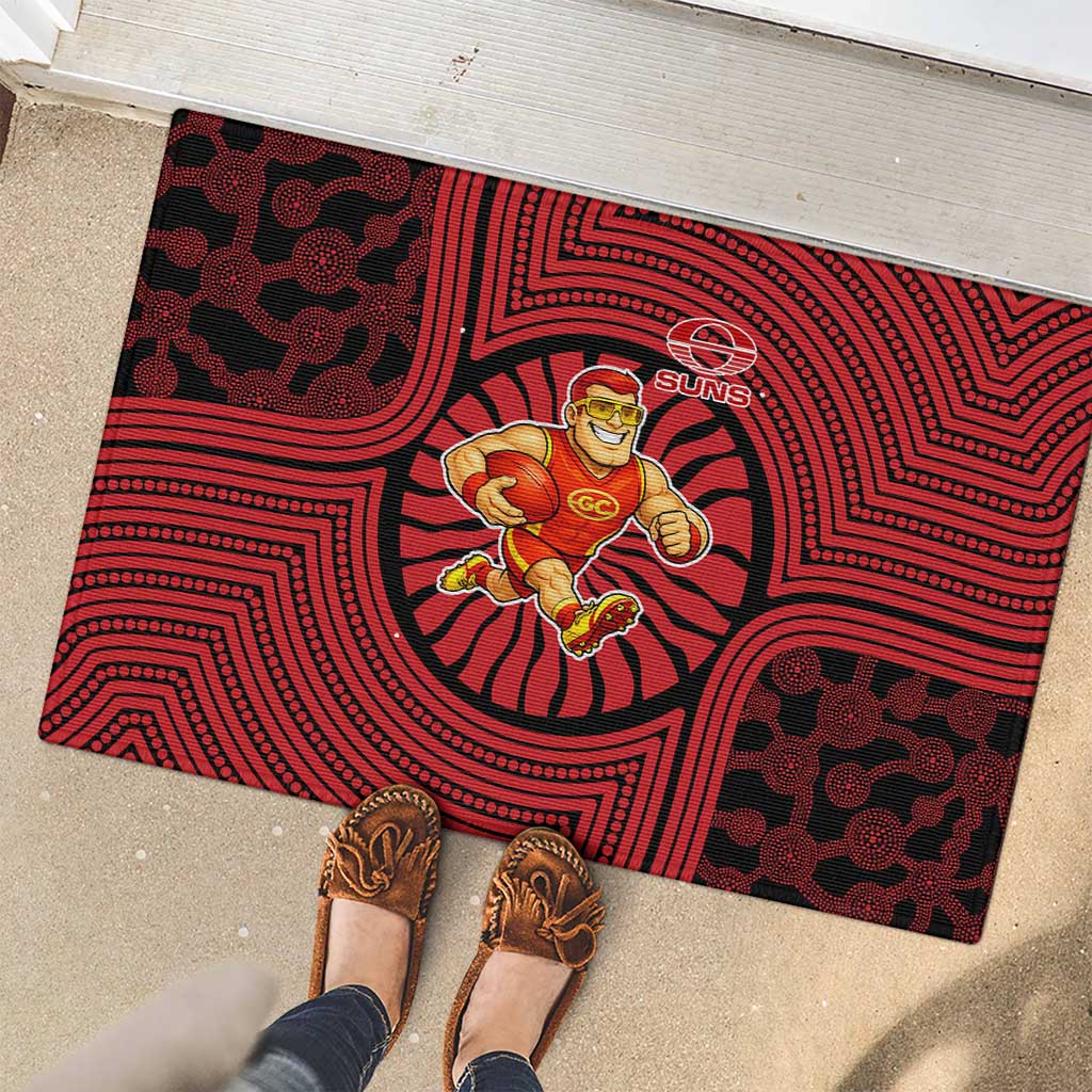 Gold Coast Suns Rubber Doormat Indigenous Monochrome Dot Art Mascot Style