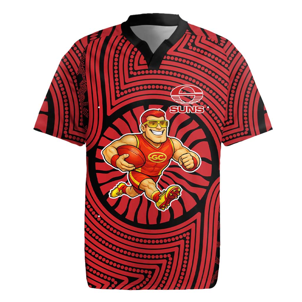 Gold Coast Suns Rugby Jersey Indigenous Monochrome Dot Art Mascot Style
