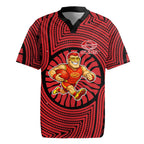 Gold Coast Suns Rugby Jersey Indigenous Monochrome Dot Art Mascot Style
