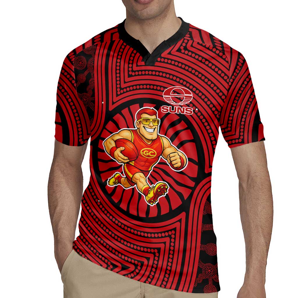 Gold Coast Suns Rugby Jersey Indigenous Monochrome Dot Art Mascot Style
