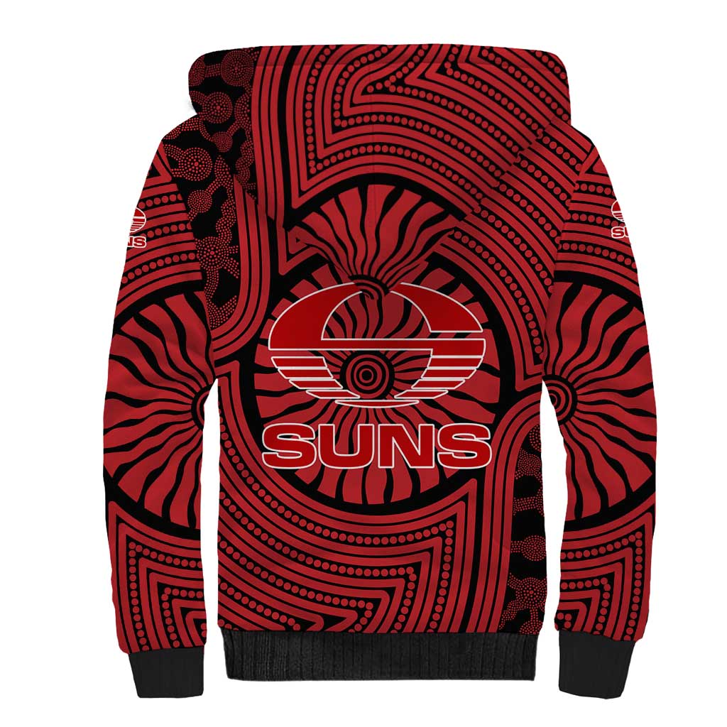 Gold Coast Suns Sherpa Hoodie Indigenous Monochrome Dot Art Mascot Style