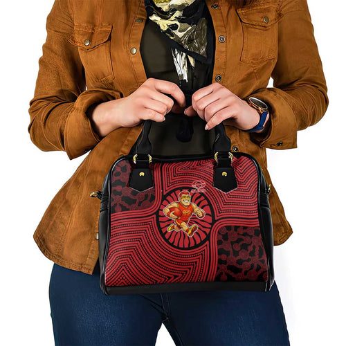 Gold Coast Suns Shoulder Handbag Indigenous Monochrome Dot Art Mascot Style
