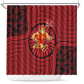 Gold Coast Suns Shower Curtain Indigenous Monochrome Dot Art Mascot Style