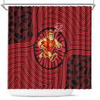 Gold Coast Suns Shower Curtain Indigenous Monochrome Dot Art Mascot Style
