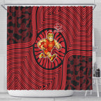 Gold Coast Suns Shower Curtain Indigenous Monochrome Dot Art Mascot Style