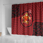 Gold Coast Suns Shower Curtain Indigenous Monochrome Dot Art Mascot Style