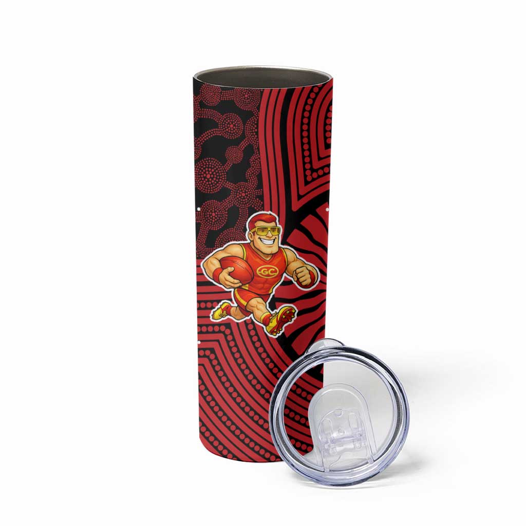 Gold Coast Suns Skinny Tumbler Indigenous Monochrome Dot Art Mascot Style