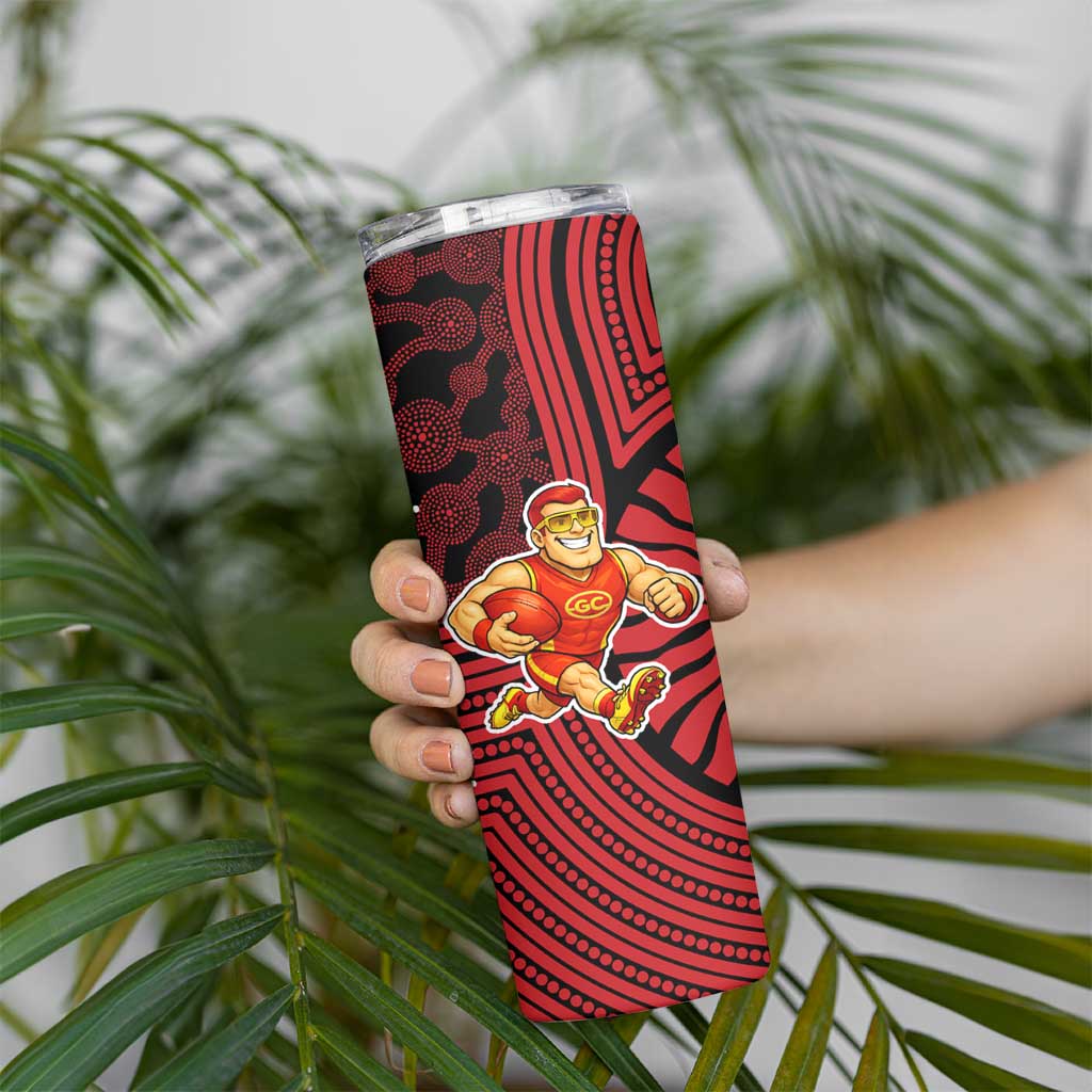 Gold Coast Suns Skinny Tumbler Indigenous Monochrome Dot Art Mascot Style