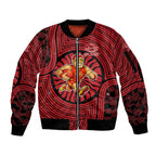 Gold Coast Suns Sleeve Zip Bomber Jacket Indigenous Monochrome Dot Art Mascot Style