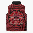 Gold Coast Suns Sleeveless Puffer Jacket Indigenous Monochrome Dot Art Mascot Style