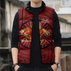 Gold Coast Suns Sleeveless Puffer Jacket Indigenous Monochrome Dot Art Mascot Style