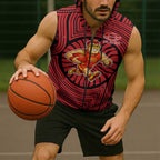 Gold Coast Suns Sleeveless Zip Hoodie Indigenous Monochrome Dot Art Mascot Style