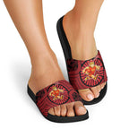 Gold Coast Suns Slide Sandals Indigenous Monochrome Dot Art Mascot Style