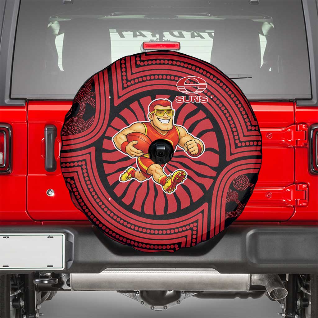 Gold Coast Suns Spare Tire Cover Indigenous Monochrome Dot Art Mascot Style