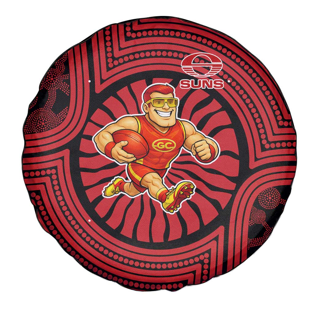 Gold Coast Suns Spare Tire Cover Indigenous Monochrome Dot Art Mascot Style