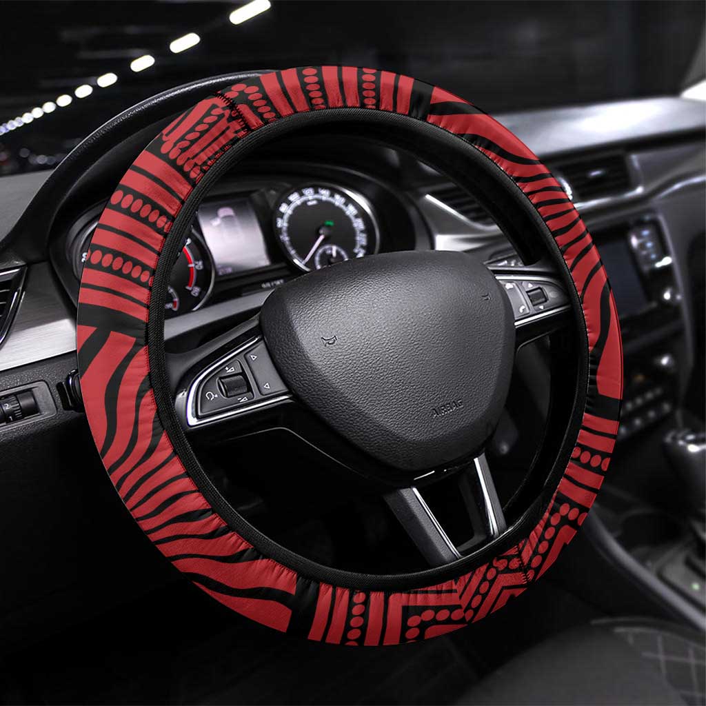 Gold Coast Suns Steering Wheel Cover Indigenous Monochrome Dot Art Mascot Style