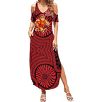 Gold Coast Suns Summer Maxi Dress Indigenous Monochrome Dot Art Mascot Style